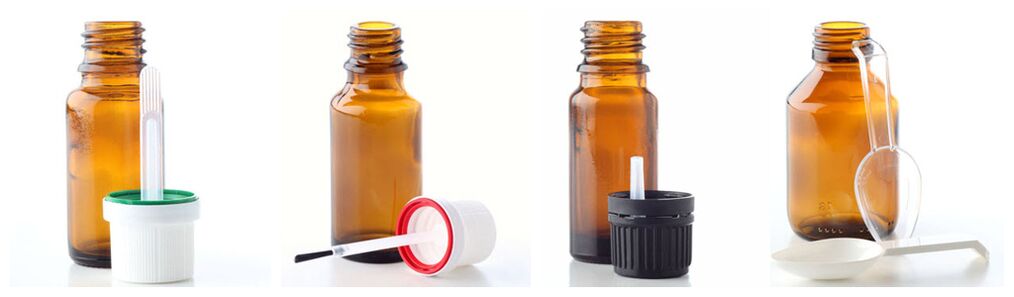 Pipeta, štetec, odkvapkávač a odmerná lyžička dopĺňajú sklenené liekovky na esenciálne oleje